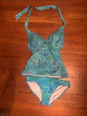 Lauren Ralph Lauren Aqua & Teal Floral Tankini Set